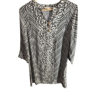 Soft Surroundings Raven Shift Dress Medium Midi  Abstract Black Beach Boho